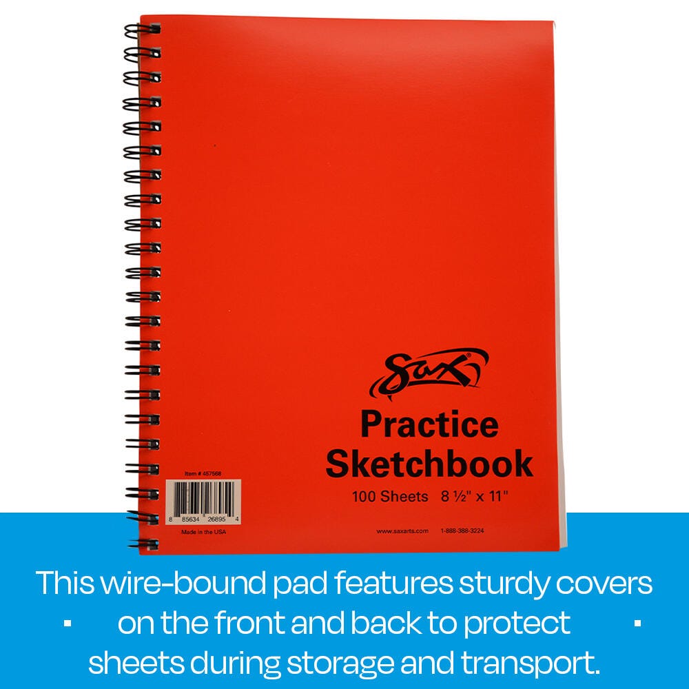 Sax Spiral Binding Sketchbook, 50 lbs, 8-1/2 x 11 Inches, White